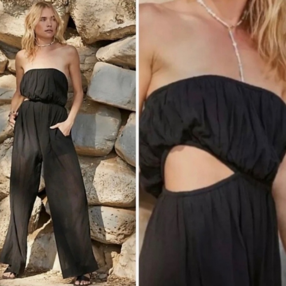 Free people strapless cut out jumpsuit